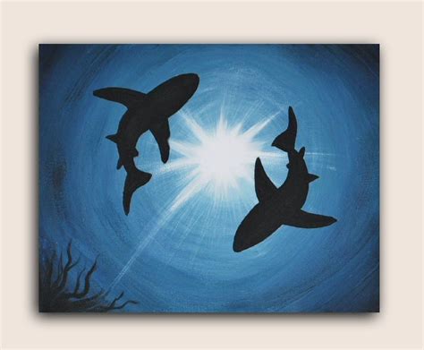 Acrylic Painting on Canvas : Shark Infestation | Shark painting, Canvas ...