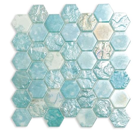 Coastal Dreams Hexagon Glass Mosaic Tile | Glass mosaic tiles, Mermaid tile, Hexagon mosaic tile