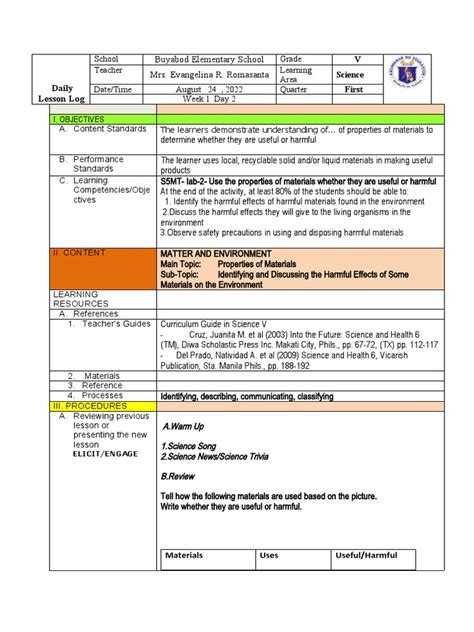 SCIENCE 5 DLL Q1 wk1 D5 | PDF | Water | Fertilizer