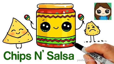 Cómo Dibujar Chips y Salsa Fácil | Lindo bocadillo