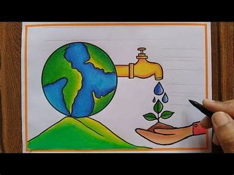 someone is drawing the earth with their hands and water faucet coming ...