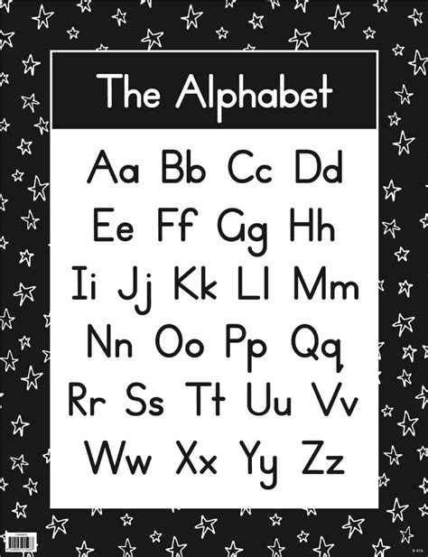 Black & White - Alphabet Chart (Print Font) - Australian Teaching Aids ...