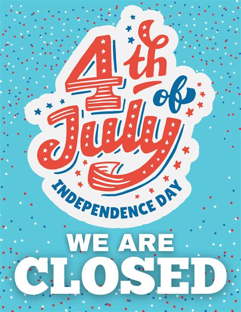 Closed 4th of July Printable Sign (Best Free Download) - This Tiny Blue House