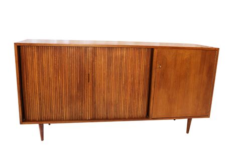 Mid Century Modern Tambour Door Credenza Sideboard