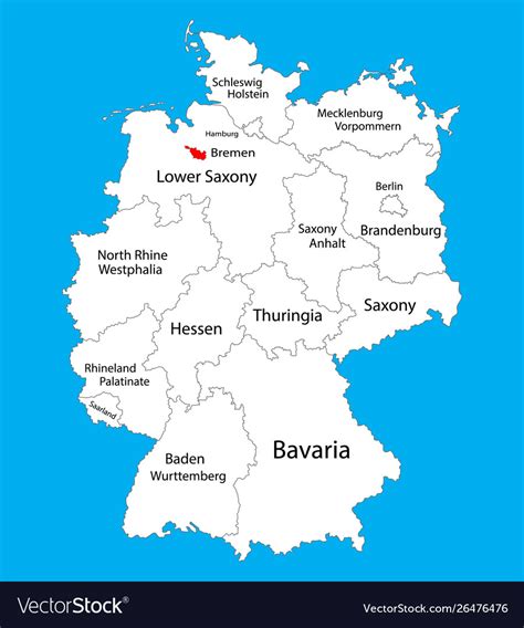 Bremen state map germany province map silhouette Vector Image