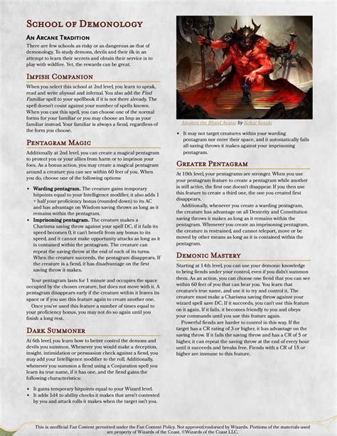 School of Demonology (1.2) - A wizard subclass : DnDHomebrew in 2024 | Demonology, Wizard, Dnd ...