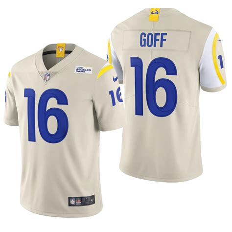 Men's Jared Goff Rams 16 color rush vapor jersey bone