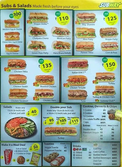 Subway Menu and Price List for Goregaon East, Mumbai | nearbuy.com