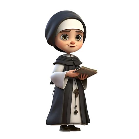 Premium AI Image | Illustration of a medieval nun with a book on a ...