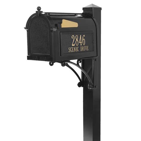 Shop Whitehall 10.125-in W x 55-in H Metal Black Ground Mount Mailbox ...