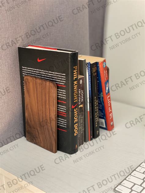 Book Ends 1 Pair , Wooden Book Ends for Desks or Shelves, Available in Natural Wood or Darker ...