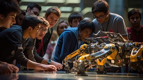 Premium Photo | Students immerse themselves in a robotics competition where their collaborative ...