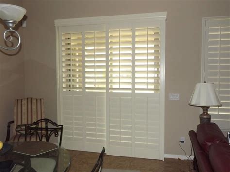 Plantation Shutters on sliding glass doors - Traditional - Living Room - Phoenix - by The Louver ...