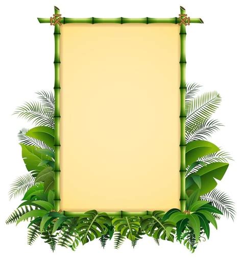 Premium Vector | Green bamboo frame on the leaves | Bamboo frame ...