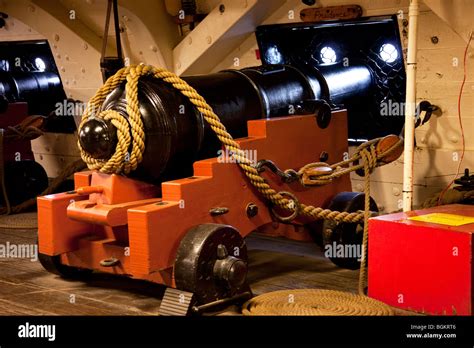 Cannon on the historic USS Constitution "Old Ironsides" in Boston Stock ...