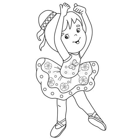 Coloring Page Outline of Cartoon Ballet Dancer or Ballerina. a Little Girl is Dancing Stock ...