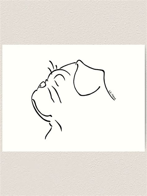 "Pug silhouette outline" Art Print by LivHana | Redbubble