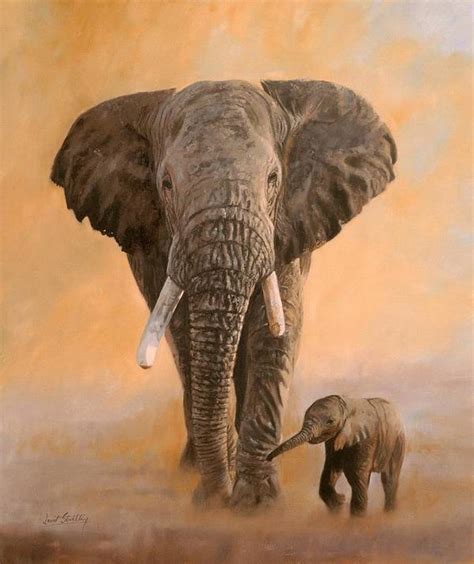 African Elephants Art Print by David Stribbling