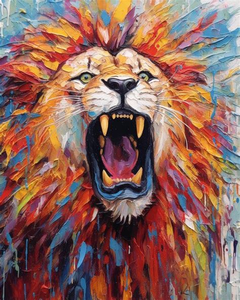 Premium Photo | Colorful lion painting