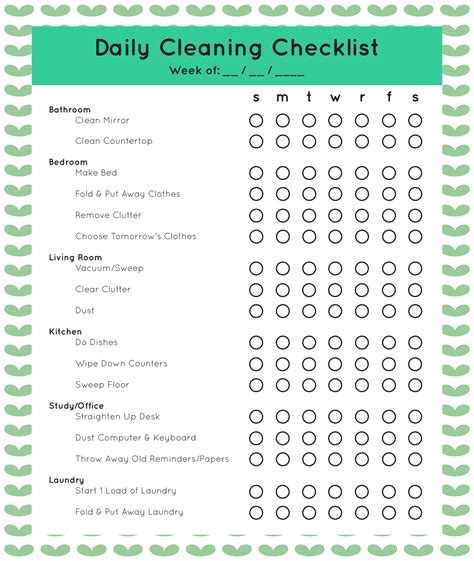 Cleaning Schedule Template Printable House Cleaning Checklist | The ...