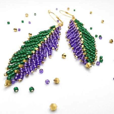 Mardi Gras Feather Earrings | Eureka Crystal Beads