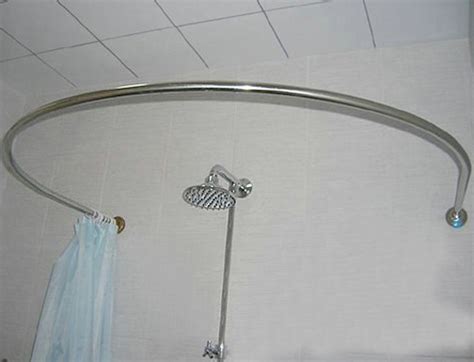 Stainless steel round U shaped curved shower curtain rod shower curtain ...