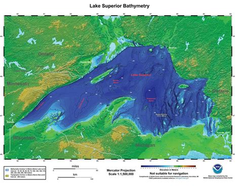 Lake Superior | Color bathymetric map of Lake Superior. Cred… | Flickr