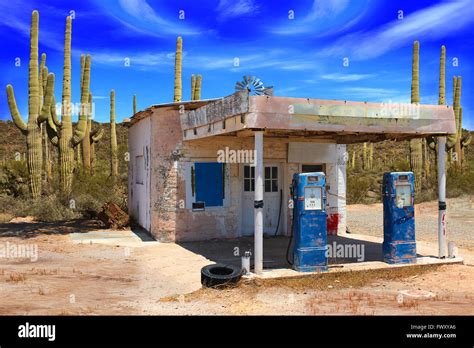 Abandoned Vintage Gas Station in Arizona Desert Stock Photo, Royalty Free Image: 102010446 - Alamy