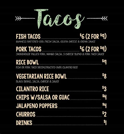 Food Truck Taco Menu - Buehler's Fresh Foods