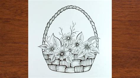 How to Draw a Flower Basket with pencil Sketch || Flower Basket Drawing || pencil sketching ...