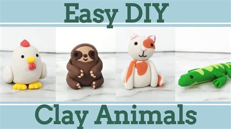 Easy Clay Animals for Beginners #5│4 in 1 Polymer Clay Tutorial - YouTube