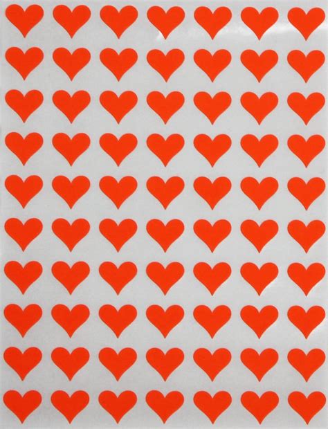 Royal Green Love Heart Sticker Labels in Neon Red - 1/2" (0.5 inch ...