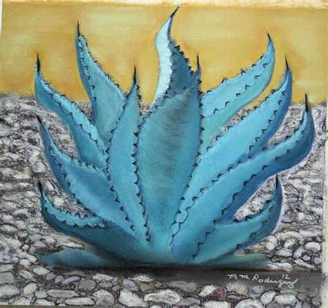 Original Art - My Cactus Garden 1 - Blue Agave - Original Soft Pastel inspired by a photo of my ...