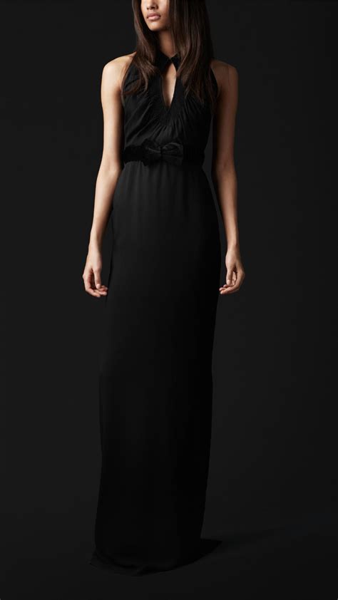 Burberry prorsum Silk Keyhole Dress in Black | Lyst