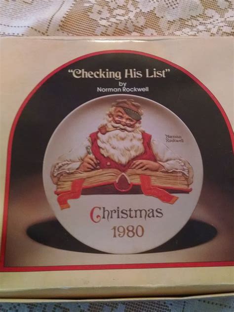 Christmas, Plate,Norman Rockwell, Checking his list 1980, NIB, Santa ...