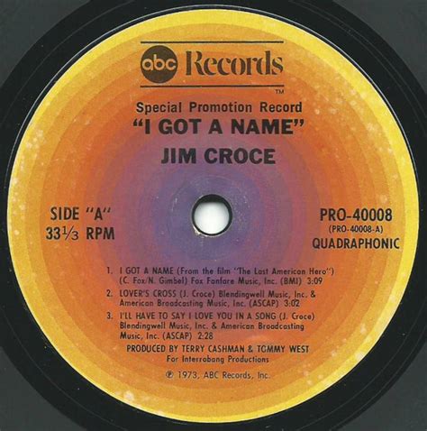 Jim Croce - I Got A Name (1973, Vinyl) | Discogs