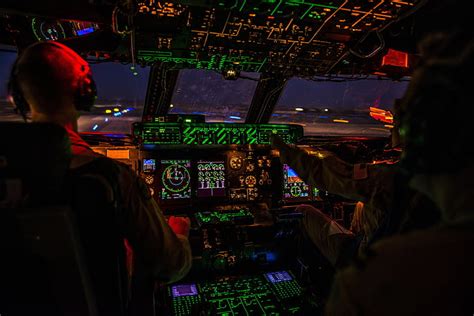 HD wallpaper: Backlight, Galaxy, USAF, Pilot, C-5 Galaxy, Cockpit, C-5M ...