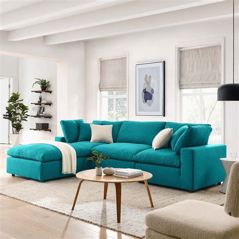 Modway Commix Down Filled Overstuffed 4 Piece Sectional Sofa Set in ...