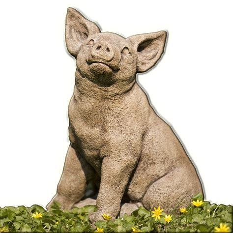 Perky Pig Cast Stone Garden Statue