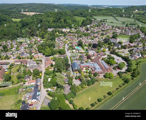 Aerial view of Fownhope village in rural Herefordshire England UK taken ...