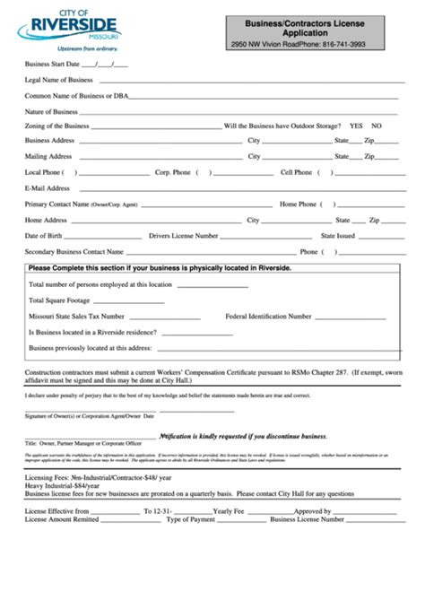 Fillable Business License Application Form printable pdf download