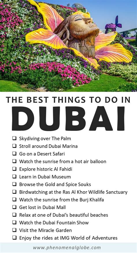 the best things to do in dubai, with text overlaying it and an image of