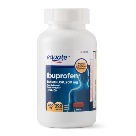 Equate Pain Relief Ibuprofen Coated Caplets, 200 mg, 500 Ct - Walmart.com