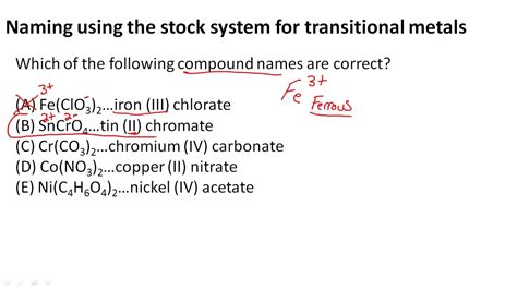 Naming using the stock system for transitional metals - YouTube