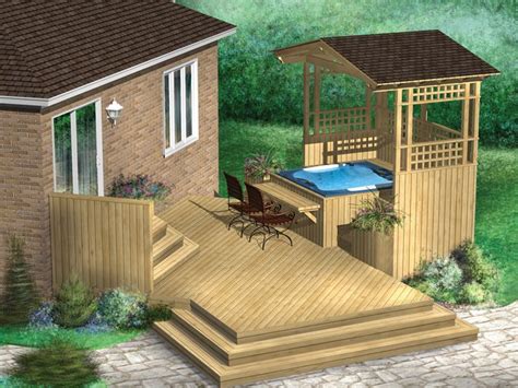 Hot Tub Deck Plans | Hot Tub Deck Plan with Partial Cover # 072X-0040 at www.TheProjectPlanShop.com