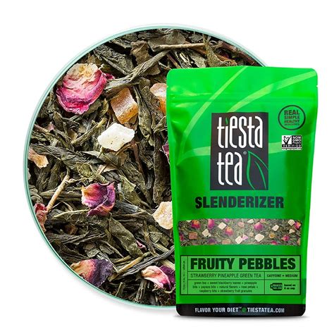 Tiesta Tea Fruity Pebbles, Strawberry Pineapple Green Tea, 1 Pound Bag, Medium Caffeine, Loose ...