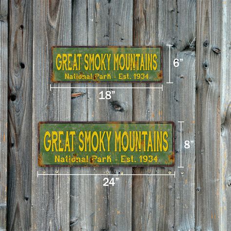 Great Smoky Mountains National Park Rustic Metal 6x18 Sign Decor 10618 – Chico Creek Signs