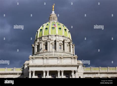 Dome and cupola of the Pennsylvania state capitol building in ...