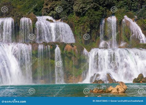 Ban Gioc waterfall stock image. Image of fall, terrain - 266473845