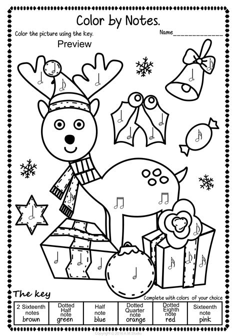 Christmas Music Coloring Sheets Pack | Color by Notes Rests Symbols ...